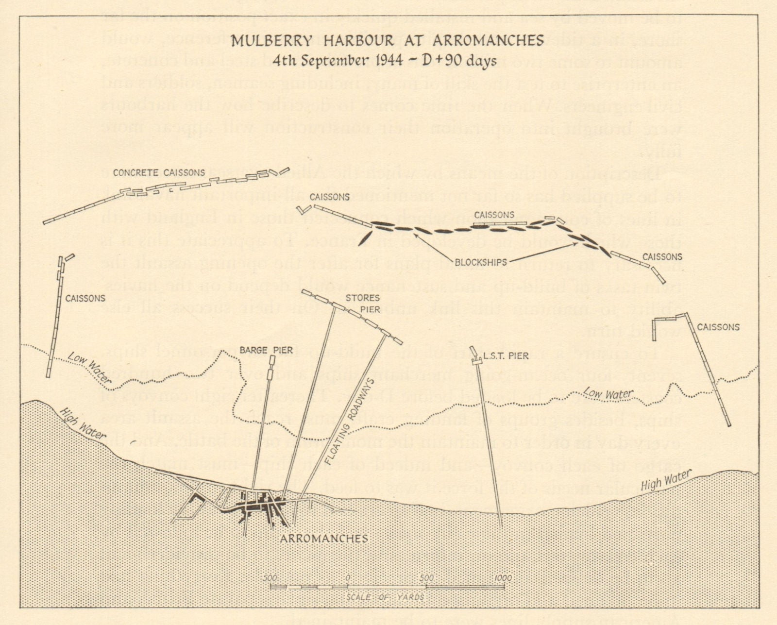 Mulberry Harbour at Arromanches, Normandy. 4th September 1944. D-Day 1962 map